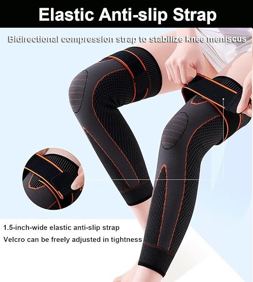 SUJAYU 2 Pack Knee Wraps for Pain Relief Women Men, Knee Compression Sleeve for Men Women, Compression Knee Brace for Arthritis Pain and Support (Orange, Medium)