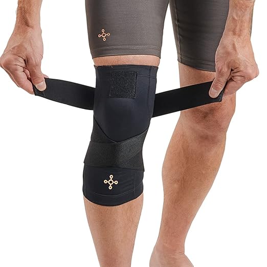 Tommie Copper Pro-Grade Compression Knee Sleeve, Unisex, Men & Women, Adjustable Ultimate Support Sleeve, Integrated Straps for Knee Stability & Muscle Support - Black, XX-Large