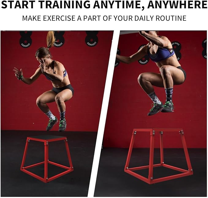 Steel Plyometric Platform and Jumping Box, Anti-Slip Exercise Step Up Box for Strength and Conditioning Training, Durable Home Gym Plyo Box