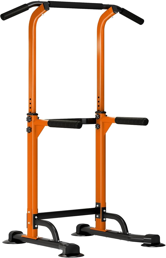 DlandHome Power Tower Pull Up Dip Station Multi-Function Fitness Equipment for Strength Training Adjustable Height Dip Stand for Home Gym
