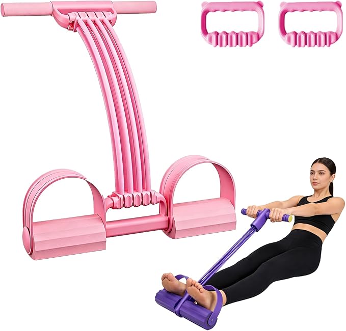 Foot Pedal Resistance Band, 2026 New Upgrate 8 Tube Exercise Band 3‑in‑1 Multi-Function for Foot Pedal Pull, Back Stretch & Chest Expand, Portable Latex Fitness