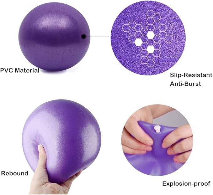 Small Exercise Ball Anti-Burst Non-Slip Stability 9 Inch with Inflatable Straw Mini Pilates Balls Ideal for Yoga Exercise Pilates Physical Therapy Stretching Core Fitness