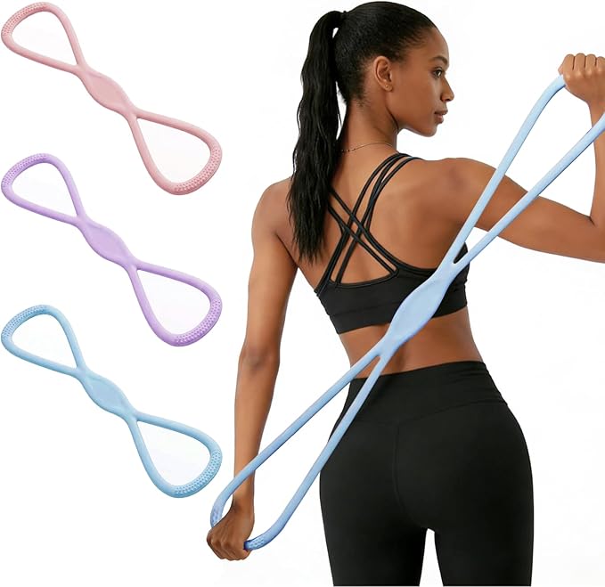 Resistance Bands, Figure 8 Resistance Bands for Women Men, 8 Shaped Resistance Rubber Band for Arms, Back, Shoulder Stretch with Handles, Not Break, Portable