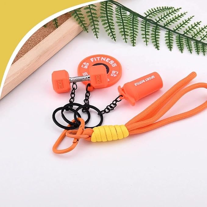 Fitness Gym Keychain Mini Dumbbell Weight Plate Sport Bottle Charm Motivational Gift for Gym Lovers Coaches Women Men