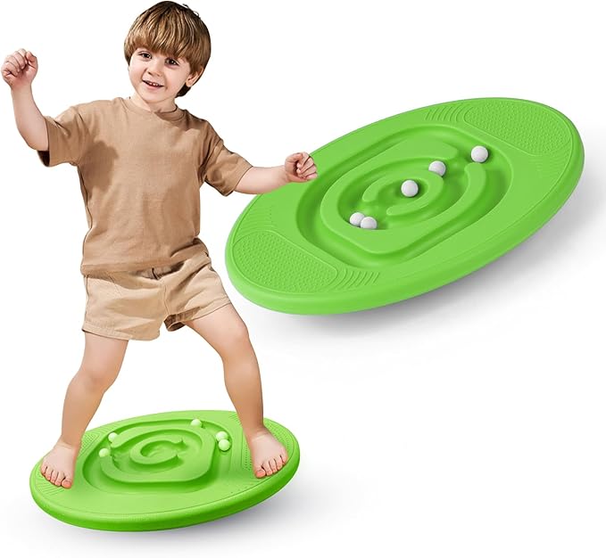 Kids Maze Balance Board - Wobble Trainer for Ski Surf Snowboard, Non-Slip Sensory Rocker Ages 3-12, Core Therapy & Skate Prep