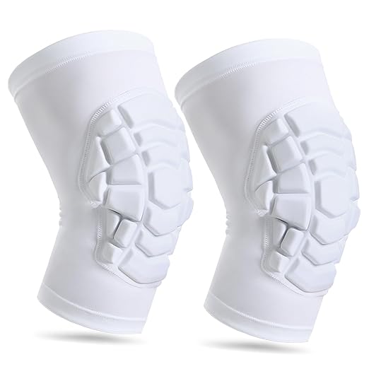 Wrestling Knee Pads for Kids Youth Adult, Knee Compression Sleeve for Basketball Volleyball Football, 1 Pair Short Knee Pads Sleeves ((#2) White-2pcs,Small)