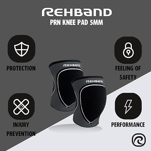 Rehband Knee Pads for Volleyball, Handball & Indoor Sports, Neoprene Knee Sleeve Protector, Comfortable & Snug Fit, Shock-absorbing Sports Knee Pads Unisex, Colour:Steel Grey - 1 Pair, Size:X-Small