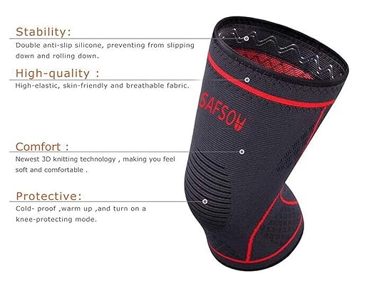 Knee Compression Sleeve,Knee Sleeves for Weightlifting,Knee Braces Runners, Basketball, Weightlifting, Gym, Workout (Large,2 Pack)