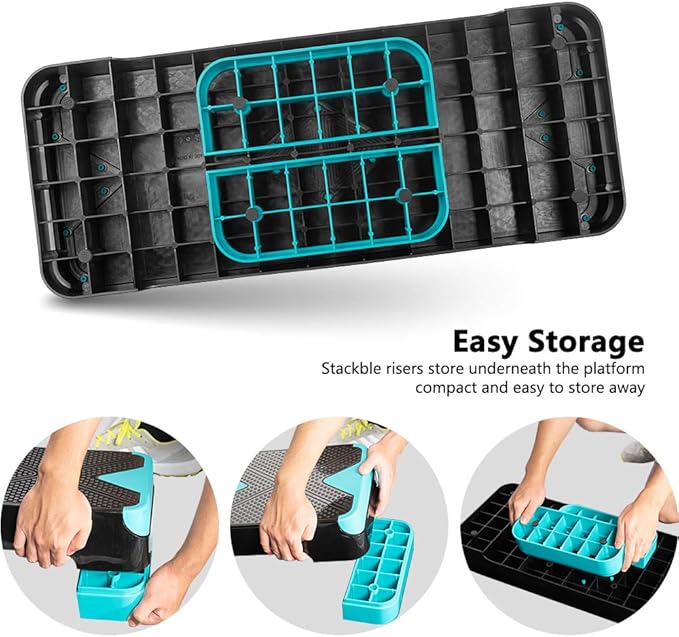 GYMMAGE Adjustable Workout Aerobic Stepper, Aerobic Exercise Step Platform with 2 Risers, Exercise Step Deck for Fitness, 26.5" Trainer Stepper with Non-Slip Surface Home Gym & Extra Risers Options