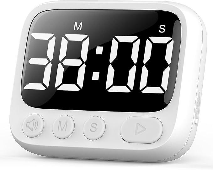 HAUKINIX Shower Timer Waterproof Bathroom Toilet Timer Digital Kitchen for Wall Mount, Study w/Foldable Stand, Countdown Stopwatch w/Suction Cup for Swim, Rechargeable, 2 Pack White