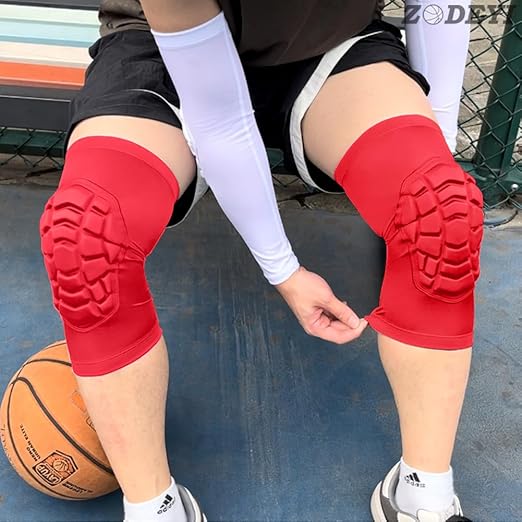 Wrestling Knee Pads Short Knee Sleeve, 2 Pcs Knee Compression Sleeve for Football, Basketball, Volleyball(Red_XXL_2 Pcs)