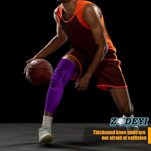 Knee Pads Wrestling Knee Sleeve Compression Leg Sleeves for Volleyball Basketball, Knee Compression Sleeve for Youth and Adult(Purple_L_2 Pcs)