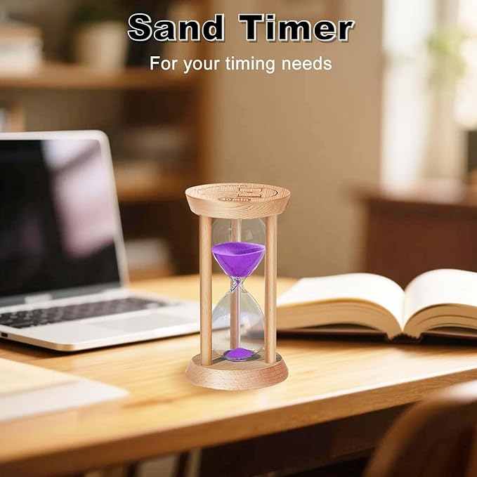 Sand Timer 1 Minute,1 Min Wooden Hourglass, Small Bamboo Sand Clock, Reloj De Arena, Hour Glass Sandglass for Home, Office, Decorative, Game, Classroom