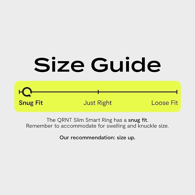 QALO QRNT Slim Smart Ring – Snug Fit – Size Up – Water-Resistant Titanium Fitness Tracker, Tracking for Sleep, Steps, HRV, Women’s Health, No Subscription Fee, iOS & Android Compatible (Silver, 08)