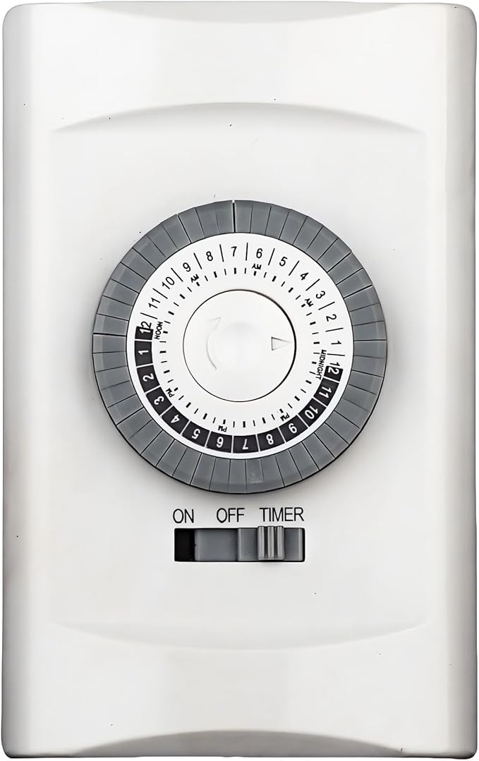 24-Hour in-Wall Mechanical Timer Light Switch,15A 30-Minute Intervals Wall Timer Switches,Light Timers for Lamps Indoor,Neutral Wire Required,Dial Timer for Lights,Fan,ETL Listed