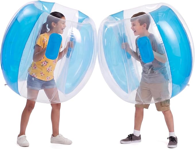 Theefun Bumper Balls 2 Pack 36inch Inflatable Sumo Ball Bopper Toys for Kids Outdoor Active Play Human Hamster Knocker Body Zorb Ball Body Bubble Soccer Ball, Blue + Blue
