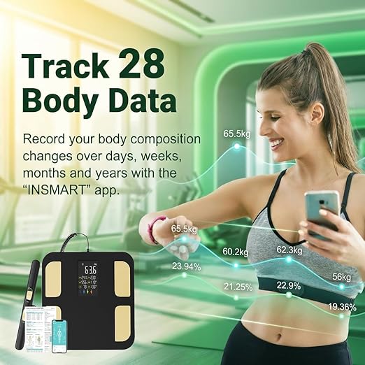 Behnke Pro Max Smart Body Scale with 8 Electrodes – Body Composition Scale with 28 Metrics, Weight, BMI, Body Fat, Muscle Mass, Visceral Fat, BMR, Bluetooth App