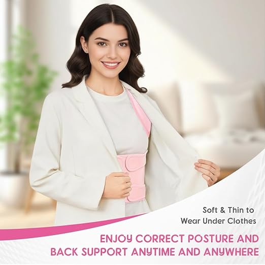 Posture Corrector for Women & Men – Adjustable Back Brace with Full Back Support, Shoulder Straightener for Spine Alignment, Scoliosis, Hunchback & Back Pain Relief (Pink,Small)