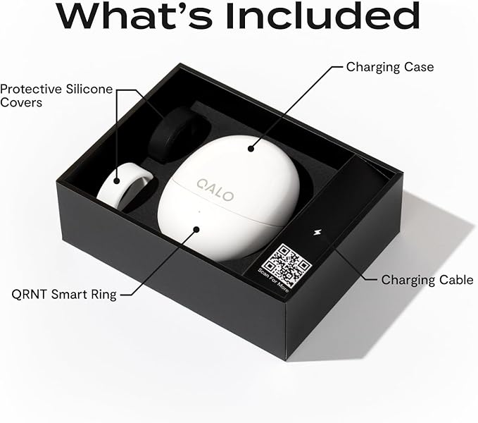 QALO QRNT Smart Ring – Snug Fit – Size Up – Water-Resistant Titanium Fitness Tracker, Tracking for Sleep, Steps, HRV, SpO2 – No Subscription, iOS Android App – Includes 2 Silicone Covers (Silver, 11)