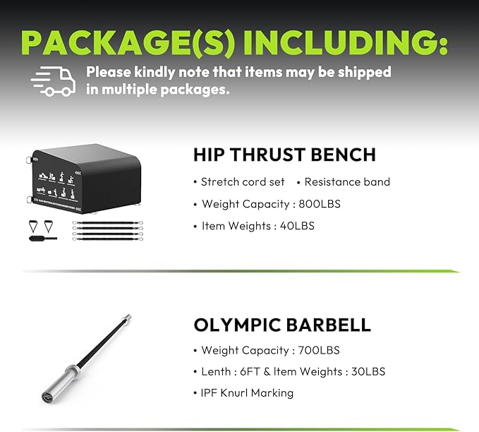 HANDBODE Hip Thrust Bench, Multi-Functional Slip-Free Hip Thrust Machine for Glute Bridge, Box Jump, Push-Ups, Squat, Ab Exercise, Suitable for Home & Gym