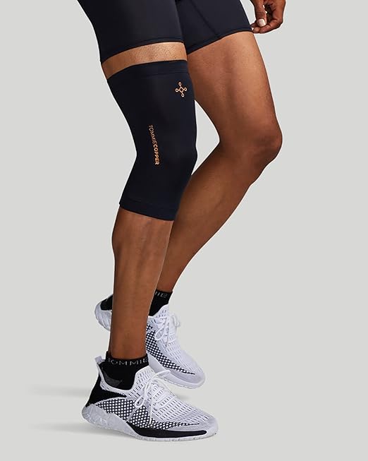Tommie Copper Core Compression Infrared Knee Sleeve, Unisex, Men & Women, 4D Stretch Infrared Infused, Self-Warming Sleeve for Muscle Support & Stability - Black - Small