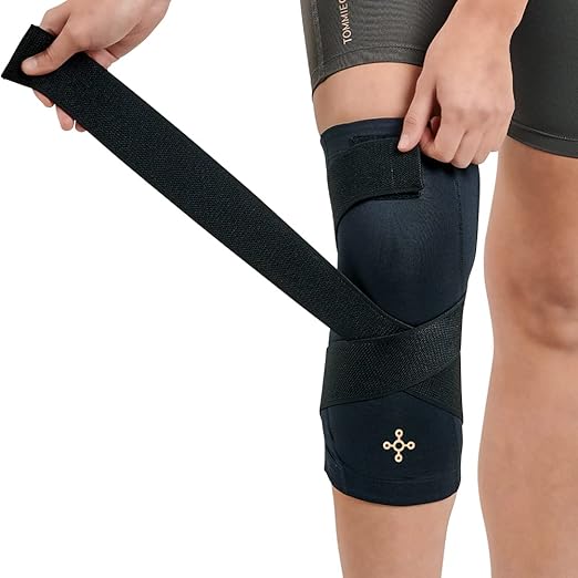 Tommie Copper Pro-Grade Compression Knee Sleeve, Unisex, Men & Women, Adjustable Ultimate Support Sleeve, Integrated Straps for Knee Stability & Muscle Support - Black, XX-Large