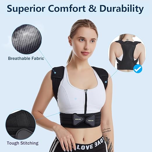 Mercase Professional Posture Corrector for Women and Men - Back Brace to Stop Slouching, Adjustable Full Back Support, Improve Spine Alignment & Stand Taller, Medium (23-32 in)