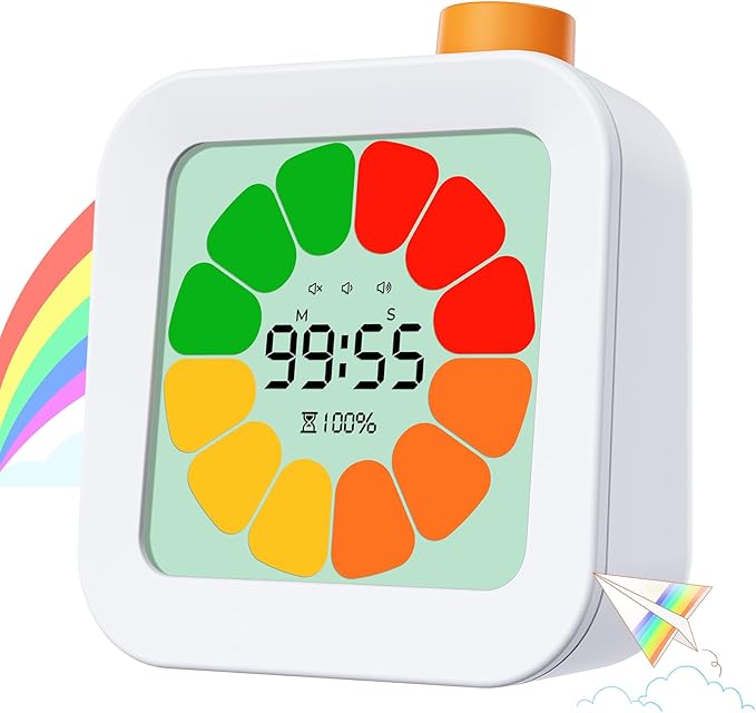 EooCoo Visual Timer for Kids with ADHD & Autism – Digital Countdown with Clear Petal-Style Visual Time Progress, Easy-to-Use Time Management Tool for Calm Transitions, Classroom & Home