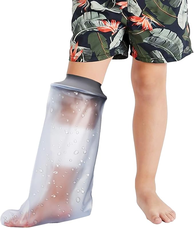 Zoyehoo Waterproof Cast Covers for Shower Leg Kids, Watertight Cast Protector for Shower Leg Kids Teens Shower Bag after Foot Ankle Surgery to Keep Bandage Dressing Wound Dry, Reusable