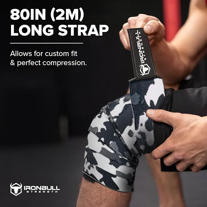 Knee Wraps for Weightlifting - 80" Elastic Knee Straps for Squats and Weight Lifting - Lifting Knee Wraps for Strength & Compression Wrap - Knee Support for Squatting, Powerlifting, Gym