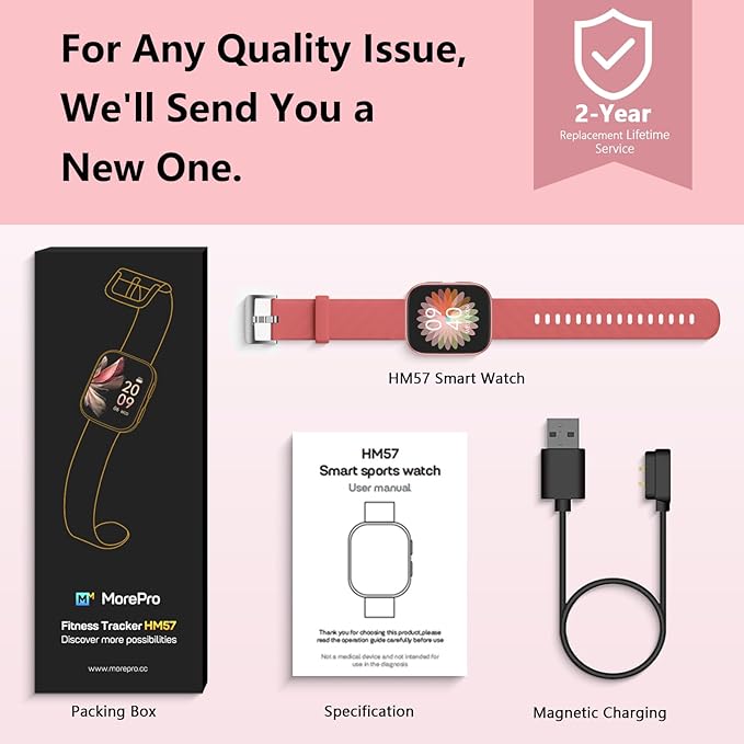 MorePro Health Fitness Tracker with 24/7 Heart Rate/Blood Pressure Monitor, Blood Oxy-gen/Sleep Tracking, 120+ Sports Activity Tracker, Smart Watch (Make/Answer Call) with Step Counter for Women Men