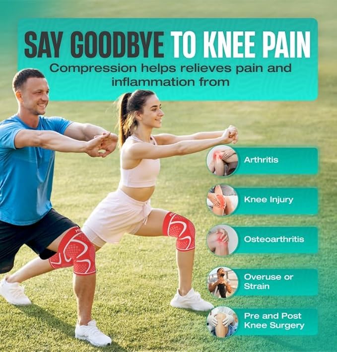 Modvel Compression Knee Brace for Women & Men - 2 Pack Knee Brace for Women Running Knee Pain, Knee Support Sleeve, Workout Sports Braces for Meniscus Tear ACL & Arthritis Pain Relief Orange XXX-Large