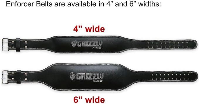 Grizzly Fitness Enforcer Padded Genuine Leather Weightlifting Belt-4" | Suede Lining | Padded for Extra Comfort | Used by Pros | Won't Dig into Hips or Back | Training Belt for Improved Biomechanics