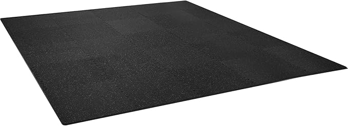VEVOR 0.56Inch 100sq.ft Exercise Equipment Mats, 25 Tiles Upgraded Rubber Top with High Density EVA Foam, Interlocking Gym Flooring for Home Gym, 25 x 25In Gym Mats, Puzzle Workout Mats, Black & Gray
