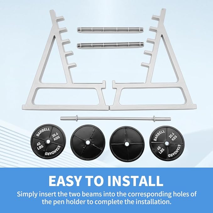 Barbell Rack Pen Holder - Desk Pen Holder for Fitness Enthusiasts and Weightlifting Fans