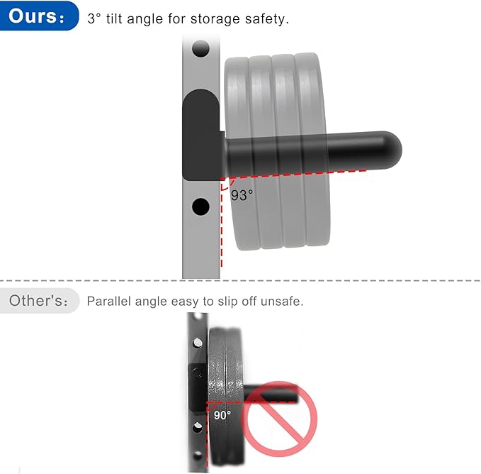 Kipika J-Hooks for Squat/Power Rack, Weight Plate Holder Set for 2" x 2" or 3" x 3" Power Rack, Heavy Duty J-Cups Barbell Holder & Weight Storage
