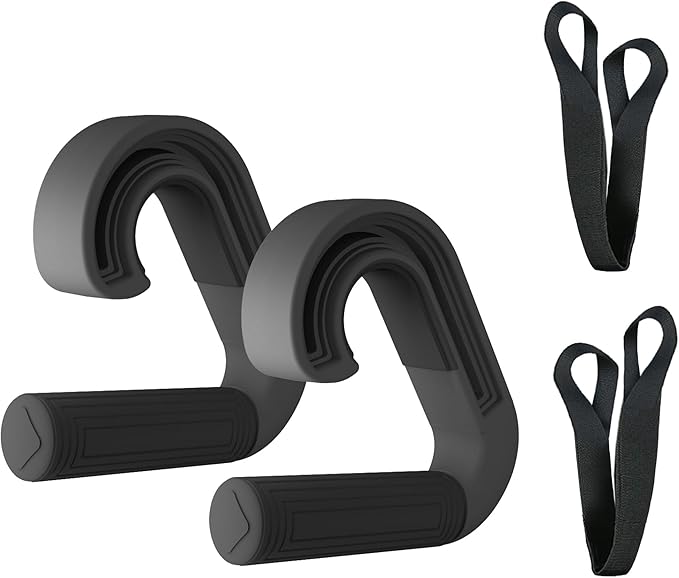 Folaps Pull Up Handles Neutral Grip: Portable Barbell Grip with 2 Detachable Straps for Cable Machine LAT Pull Down T-bar Row Deadlift Shrug