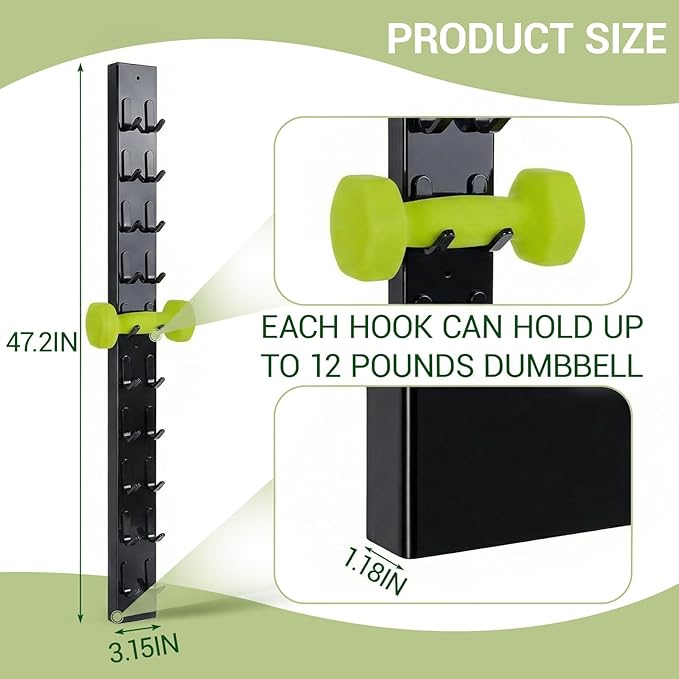 Zonon Dumbbell Wall Rack 10 Capacity Metal Heavy Duty Dumbbell Storage Holder for Space-Saving Home Gym Hardware Included