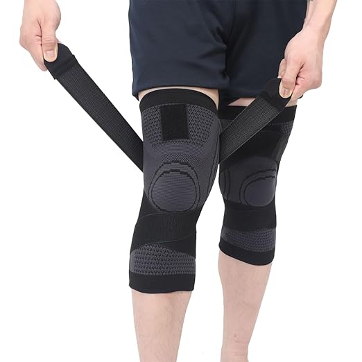 2 Pack Knee Wraps for Pain Relief, Knee Wrap Knee Compression Sleeve Knee Sleeves for Men Women Compression Knee Brace, Knee Band for Knee Pain Relief, Knee Brace for Arthritis Pain and Support (Black, X-Large)