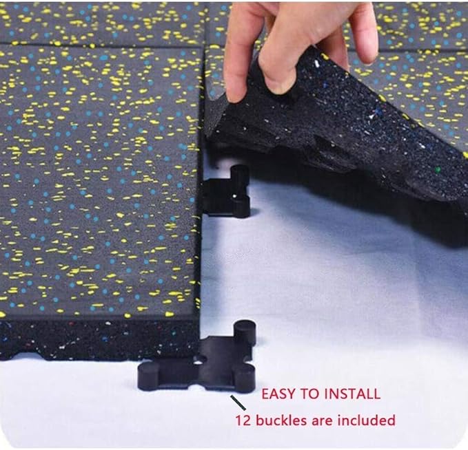 MYOYAY 4 Pack Interlocking Tile 20" x 20”x 1”Heavy Duty Rubber Flooring Mat Anti-Vibration Anti-Slip Exercise Mats for Gym Equipment and Cushion for Workouts, Cover 11.12 Sq.Ft…
