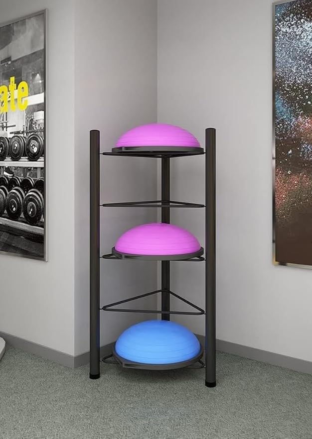 Floor Stand Storage Organizer for Balance Balls, Exercise Half Balance Ball Rack, Home Gym Equipment for Bosu, Slam Bowling, Medicine Balls