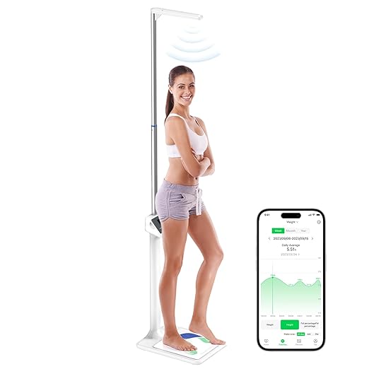 arboleaf Digital Physician Scale, Ultrasonic Height and Weight Scale, Smart Body Composition Analyzer for Gym and Home, 11-485lb, 6ft.4.8in, Body Fat Measurement, Weight, Height, BMI