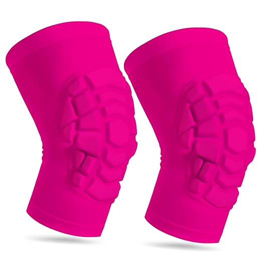 Wrestling Knee Pads for Kids Youth Adult, Knee Compression Sleeve for Basketball Volleyball Football, 1 Pair Short Knee Pads Sleeves ((#2) Pink-2pcs,Small)