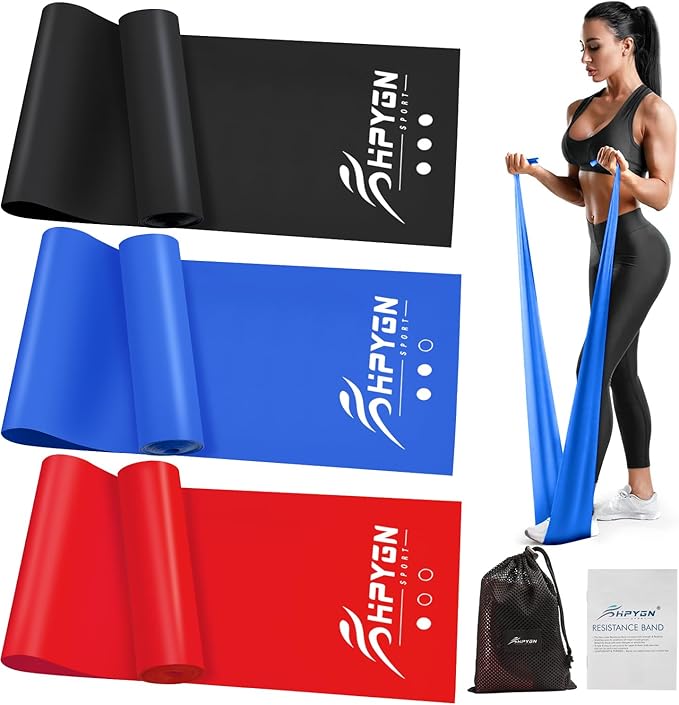 HPYGN 3 Levels Non-Latex Exercise Bands for Physical Therapy & Yoga, Professional Resistance Bands Set for Working Out, Strength Training, Pilates & Rehab, TPE Elastic Stretch Bands for Seniors, Women