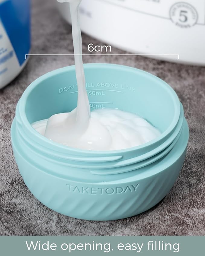 TakeToday Travel Containers for Toiletries, Leak-Proof, TSA Approved, Refillable Silicone Cylindrical Cream Jars with Lid for Cosmetic Toiletry, 3oz, 4 Pack, Grey