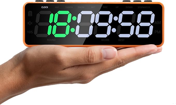 Portable Gym Timer with Strong Magnet for Home Gym, Interval Timer with Battery Supply, Workout Clock with Stopwatch, Count up/Down,Custom Interval for Fitness/Home/Boxing