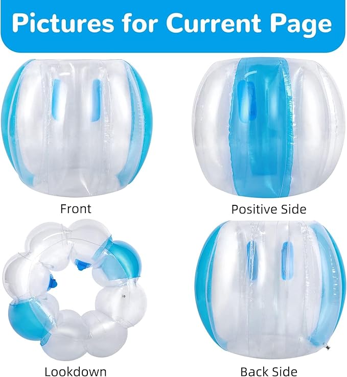 Theefun Bumper Balls 2 Pack 36inch Inflatable Sumo Ball Bopper Toys for Kids Outdoor Active Play Human Hamster Knocker Body Zorb Ball Body Bubble Soccer Ball, Blue + Blue
