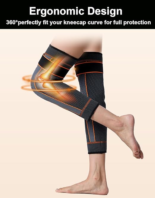 SUJAYU 2 Pack Knee Wraps for Pain Relief Women Men, Knee Compression Sleeve for Men Women, Compression Knee Brace for Arthritis Pain and Support (Black, Large)