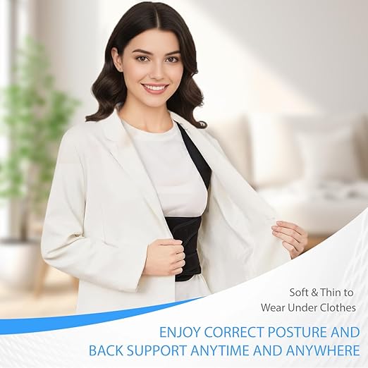 Posture Corrector for Women & Men – Adjustable Back Brace with Full Back Support, Shoulder Straightener for Spine Alignment, Scoliosis, Hunchback & Back Pain Relief (Black,Large)