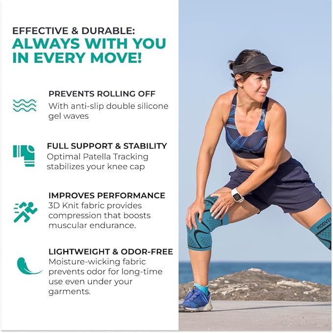 Modvel Knee Braces for Women & Men – 2 Pack Brace Set, Compression Sleeves for Meniscus Tear, ACL & Arthritis Pain Relief, Joint Support and Stability – Army/Green M